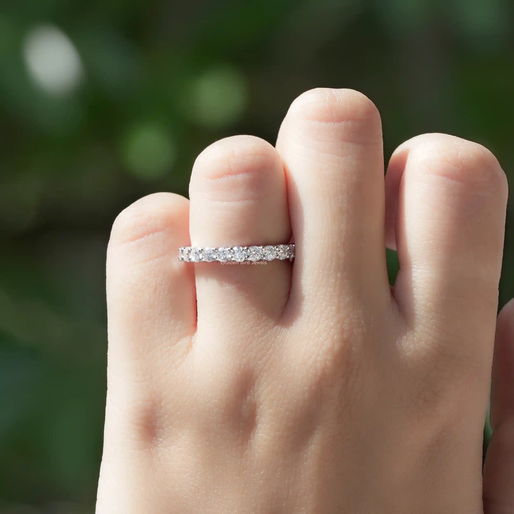 Round Cut Moissanite Half Eternity Band