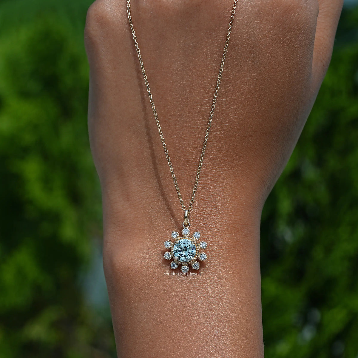 View of moissanite pendant for women