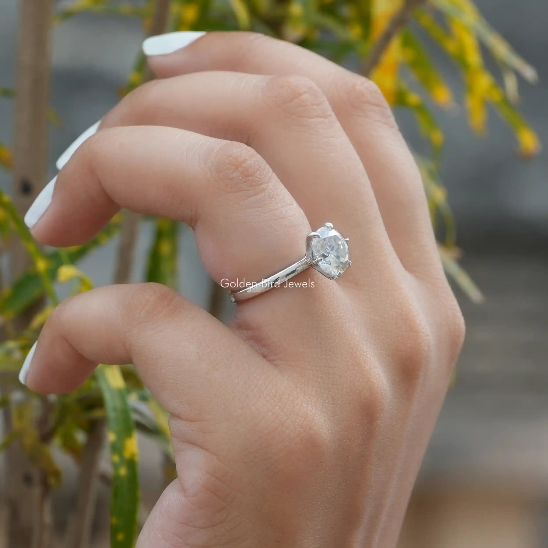 Round Cut Solitaire Engagement Ring In White Gold
