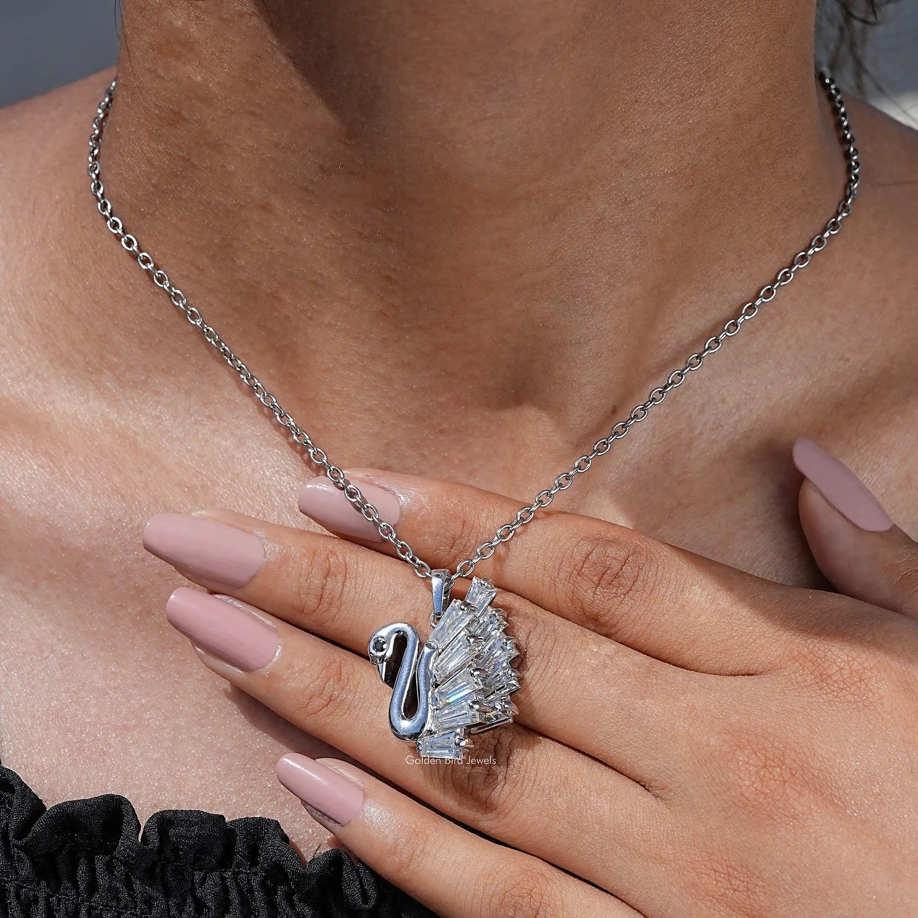 View of moissanite pendant for women