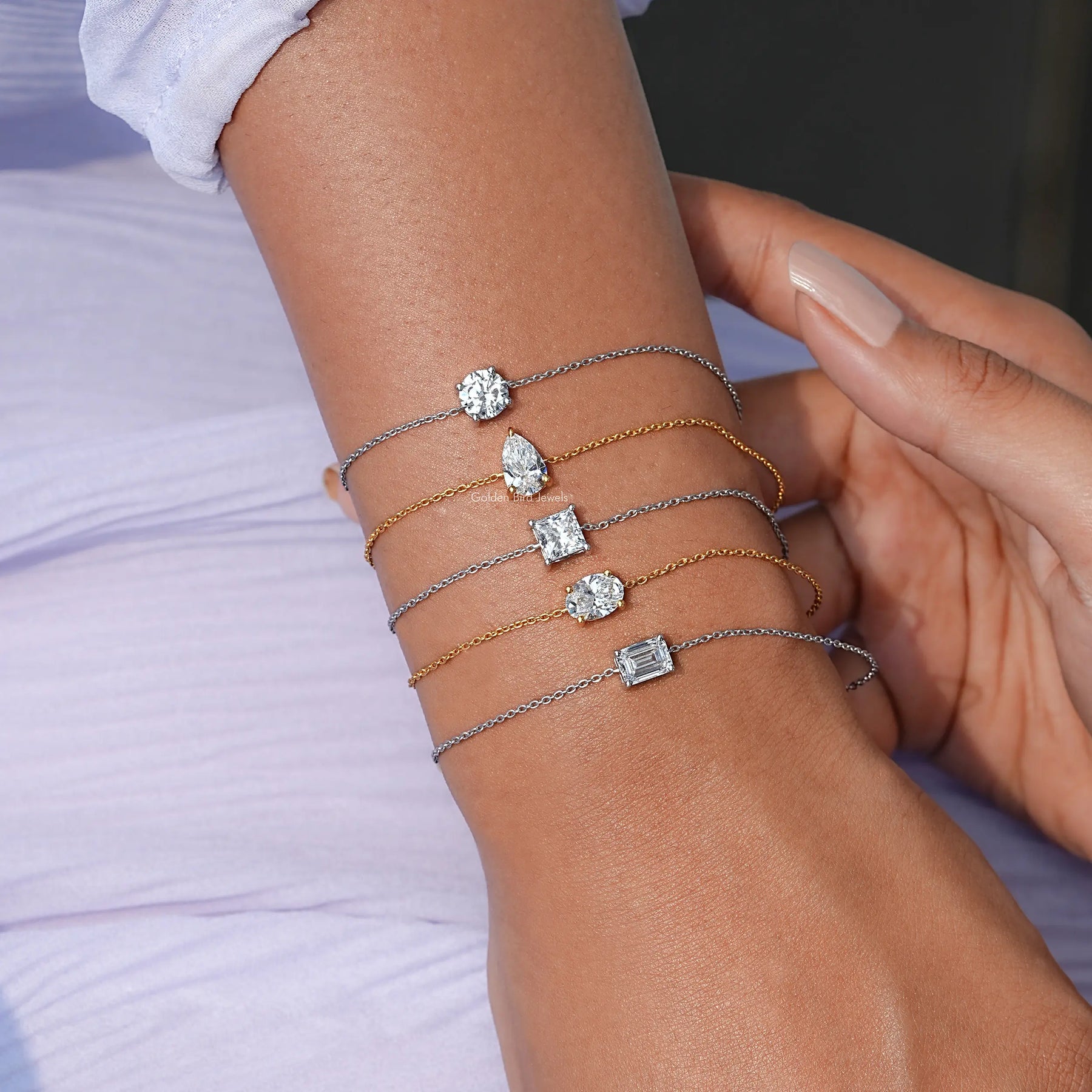 In hand showing a view of lab diamond bracelet