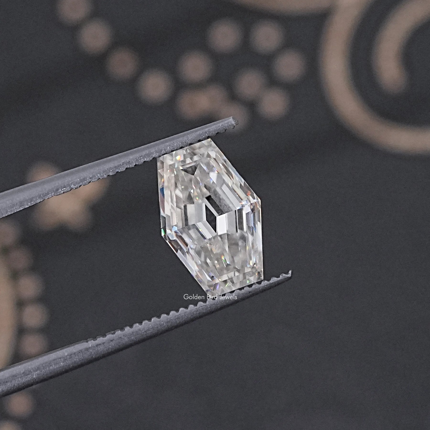Back View Of Old Mine Lozenge Cut Loose Moissanite Stone