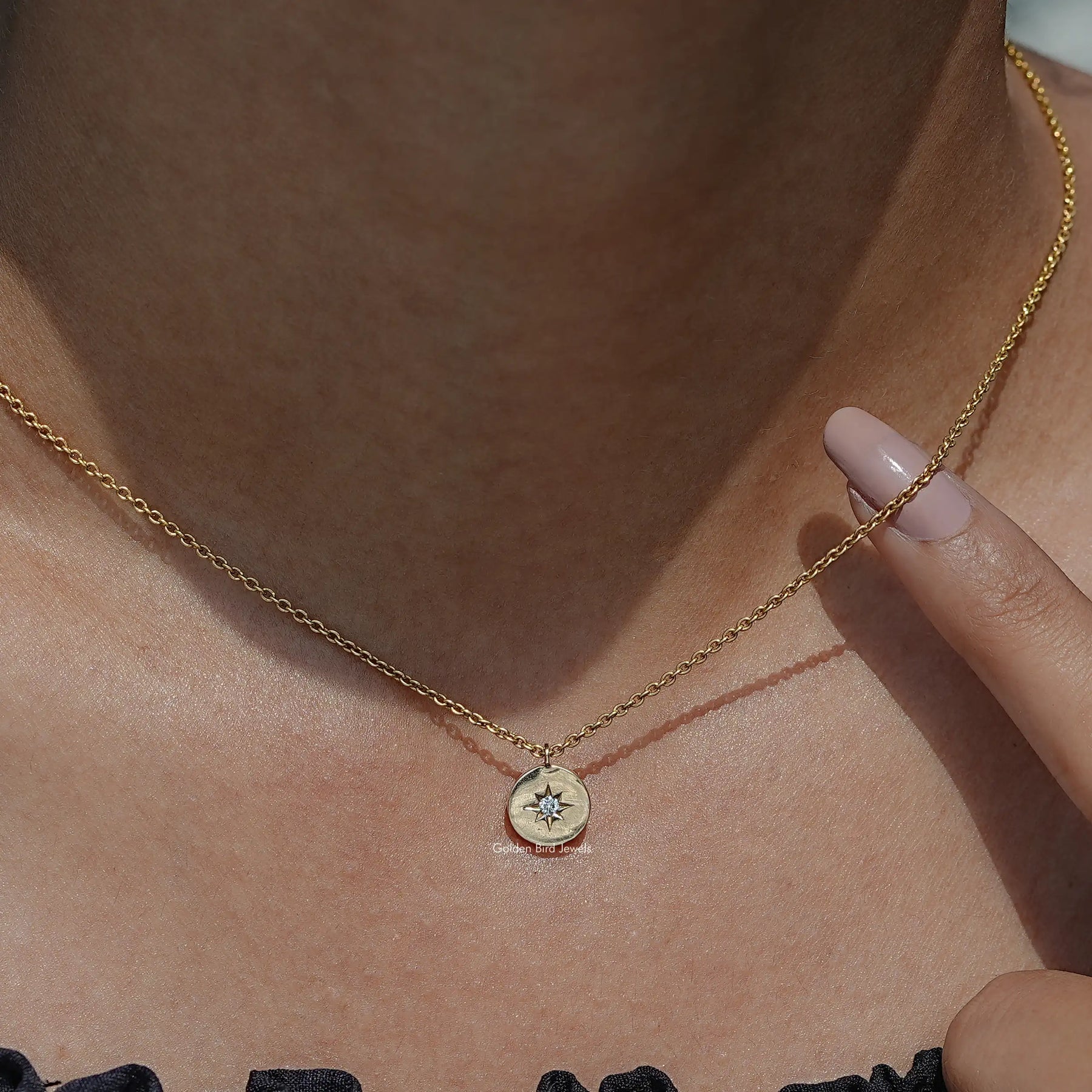 Round Cut Lab Diamond Medallion Pendant In Yellow Gold