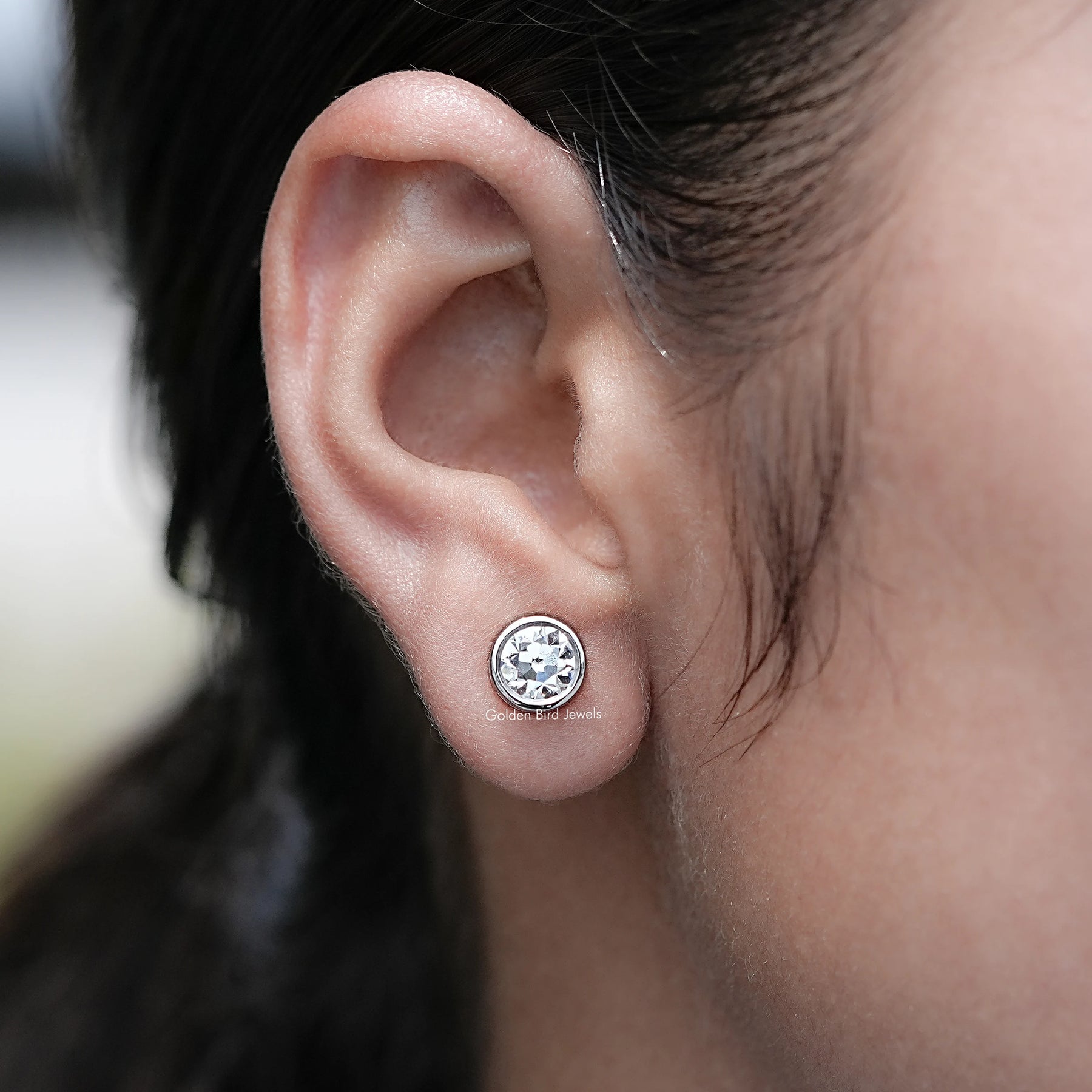 Old European Cut Round Lab Diamond Stud Earrings
