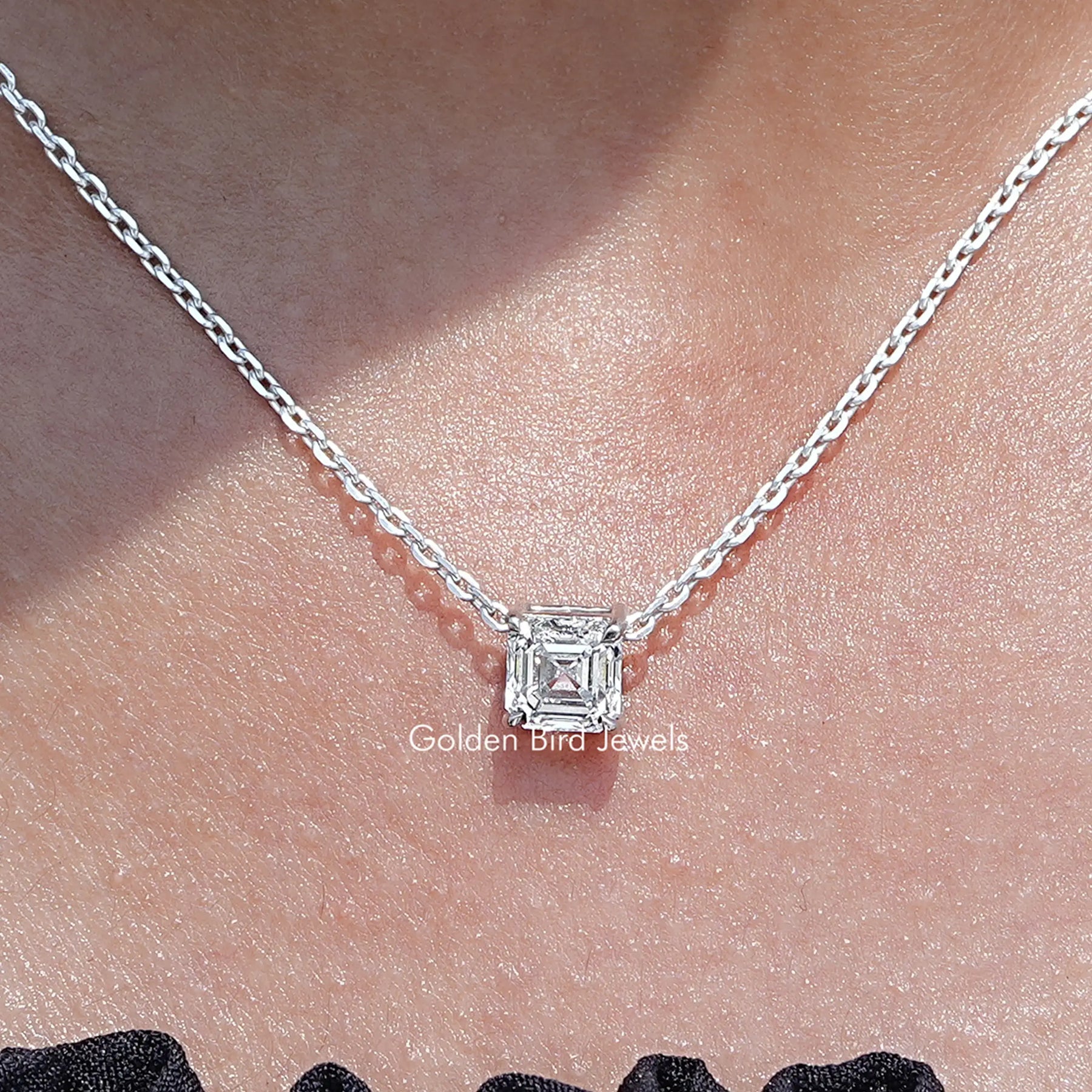 Asscher Cut Lab Diamond Solitaire Pendant