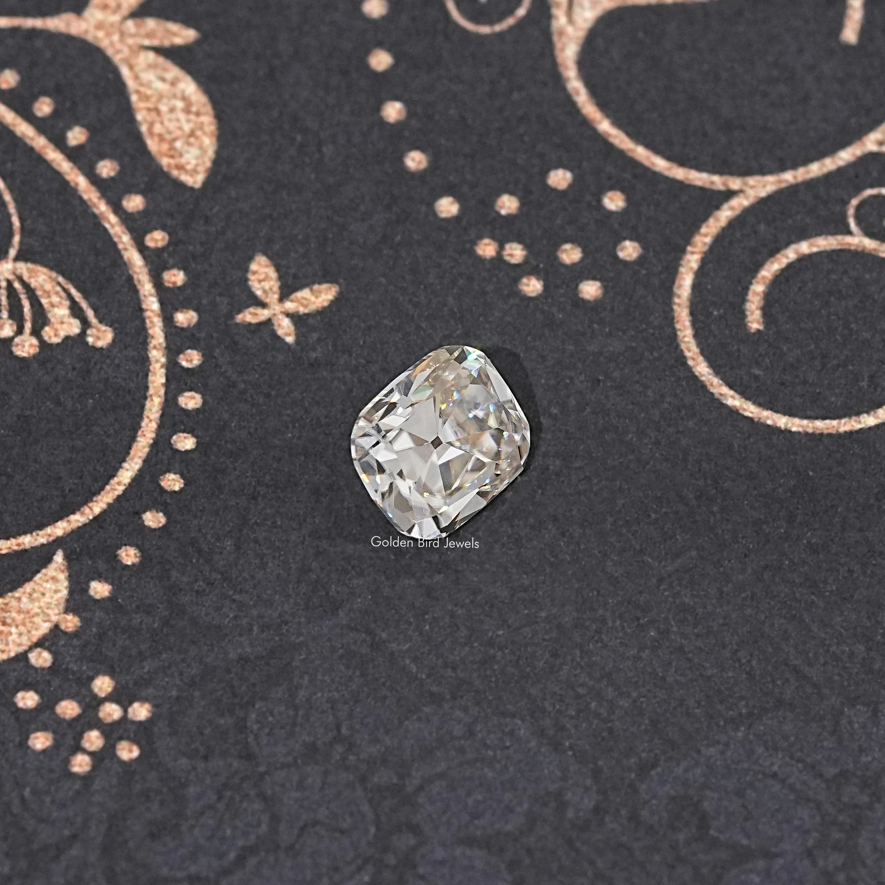 Front View Of Old Mine Cushion Cut Loose Moissanite Stone