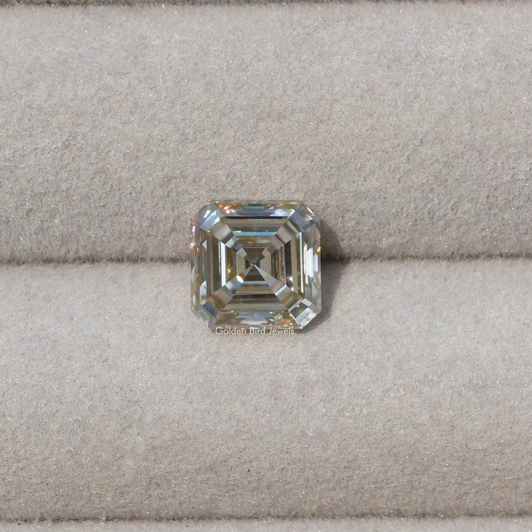 View of White Asscher Shape Loose Moissanite Stone
