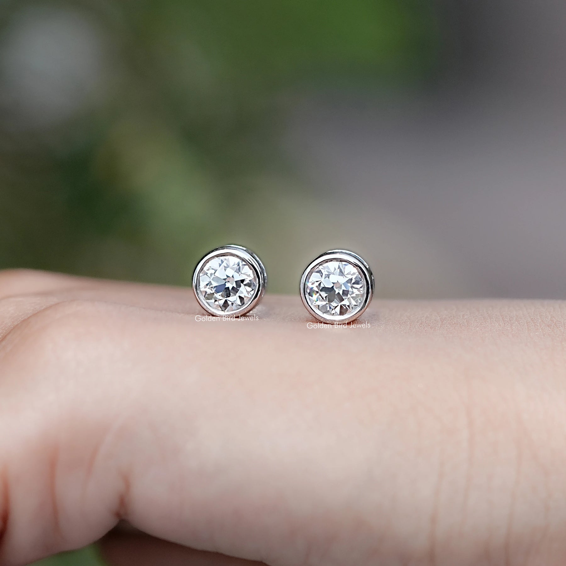 Old European Cut Round Lab Diamond Stud Earrings