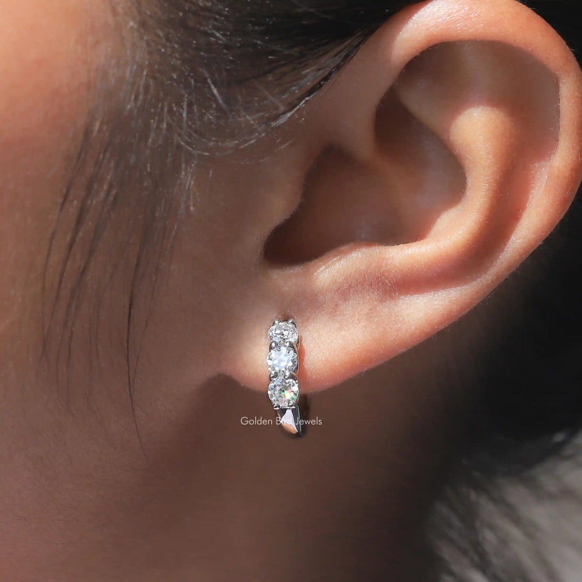 OEC Round Moissanite Hoop Earring