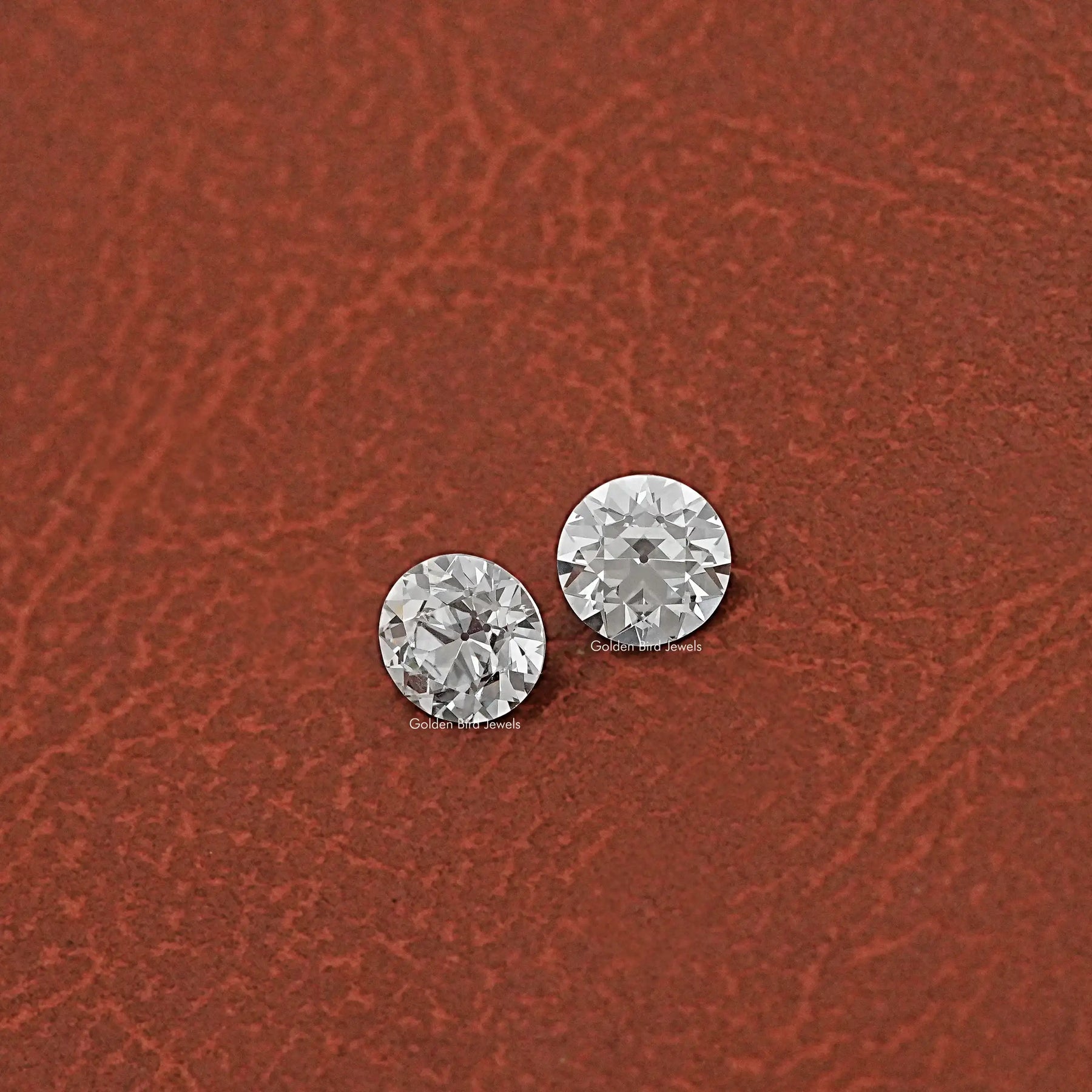 View of Old European Round Cut Diamond In White