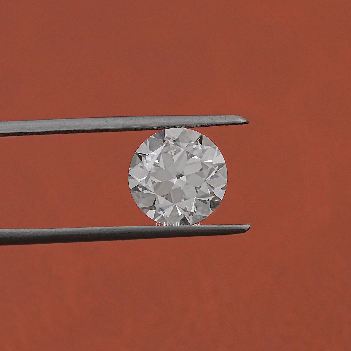 Tweezer hold on Old European Round Cut Lab Grown Diamond