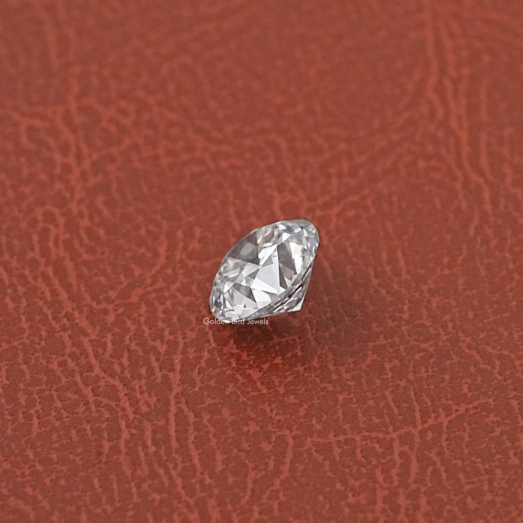Side View of Old European Round Cut Lab Grown Loose Diamond In White Gold