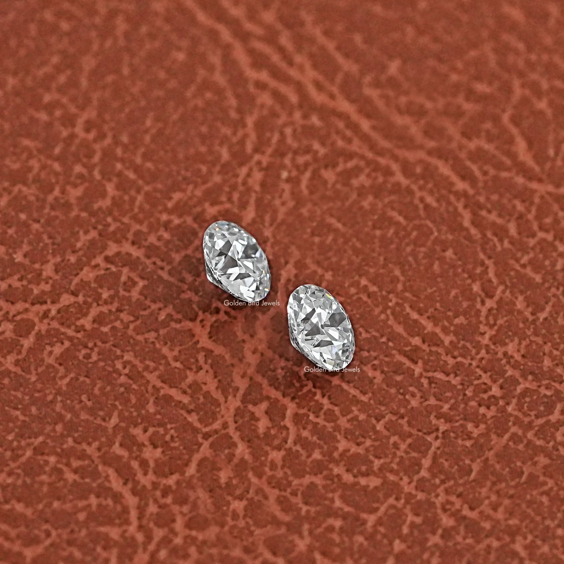 View of Old European Round Lab Diamond Matching Pair In White