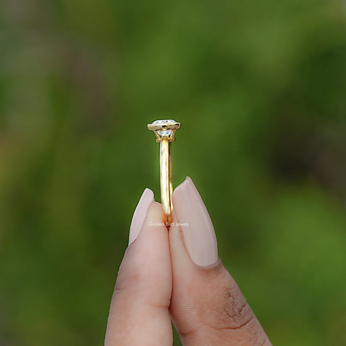 Side View of Old European Cut Round Moissanite Ring