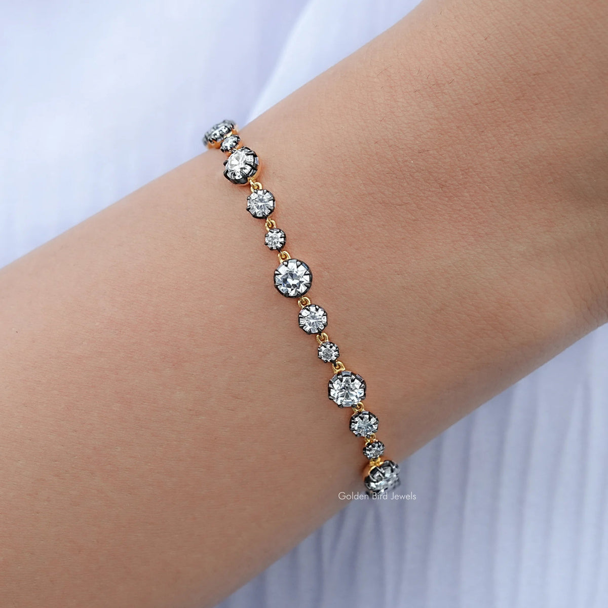 Old European Round Moissanite Tennis Bracelet