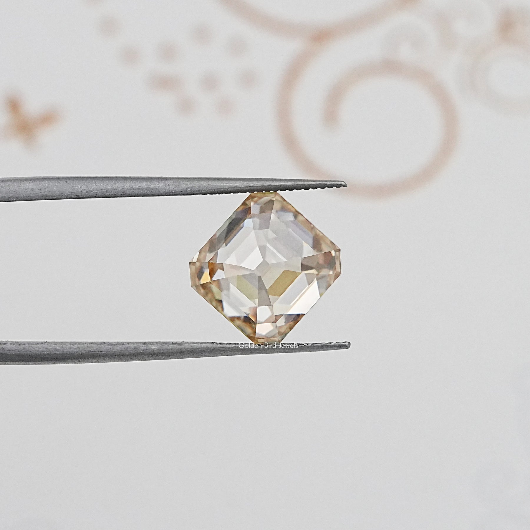 In Tweezer View Of Old Mine Asscher Cut Loose Moissanite Stone