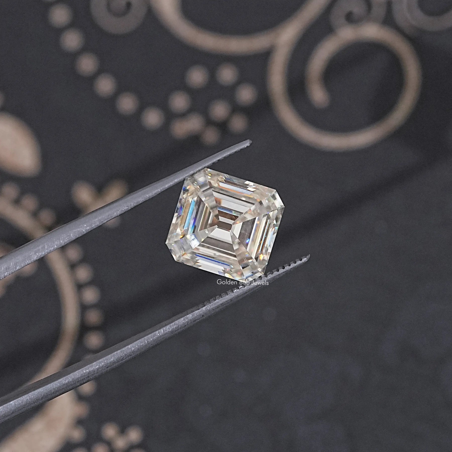 Front View Of Old Mine Asscher Cut Loose Moissanite Stone