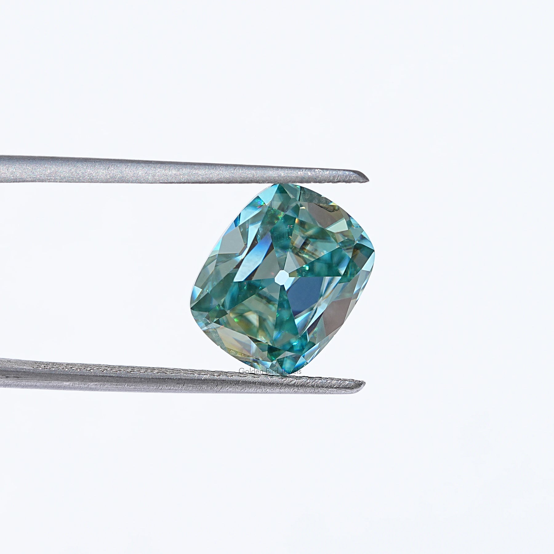 In Tweezer View Of Cushion Cut Loose Moissanite