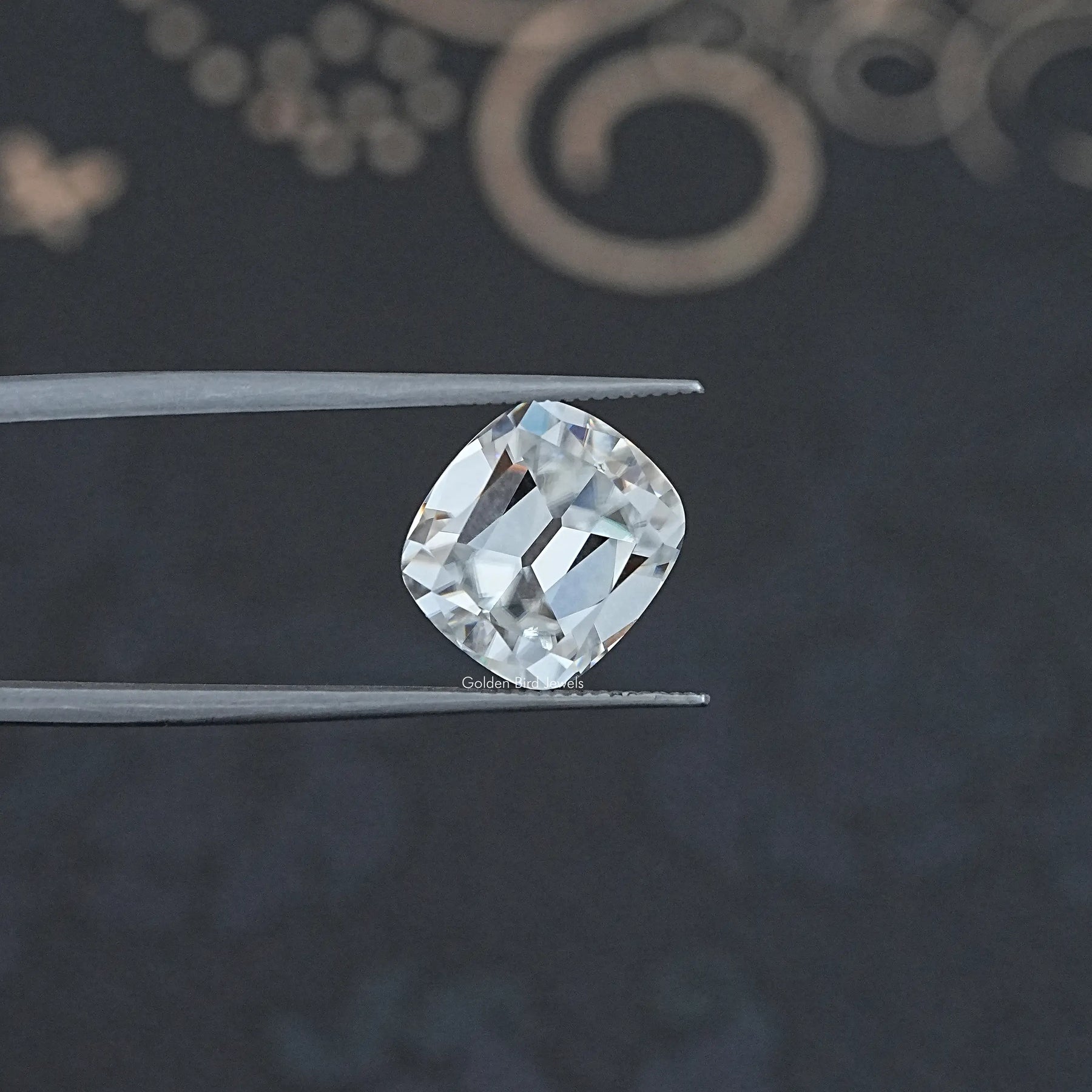 Detailed View Of Old Mine Cushion Moissanite Loose Stone