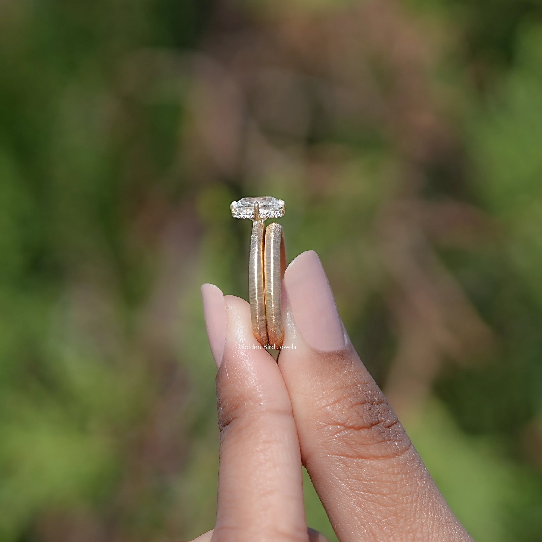Side View Of Lab Diamond Bridal Ring Set