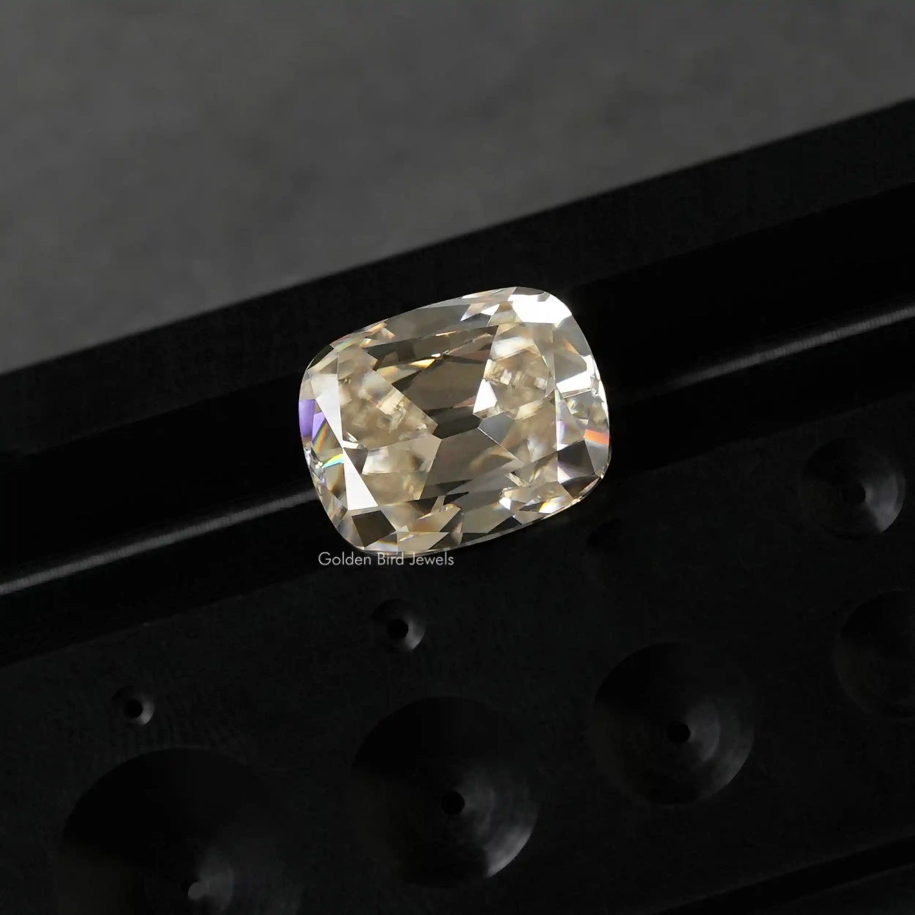 Detailed view of Old Mine Cushion Loose Moissanite