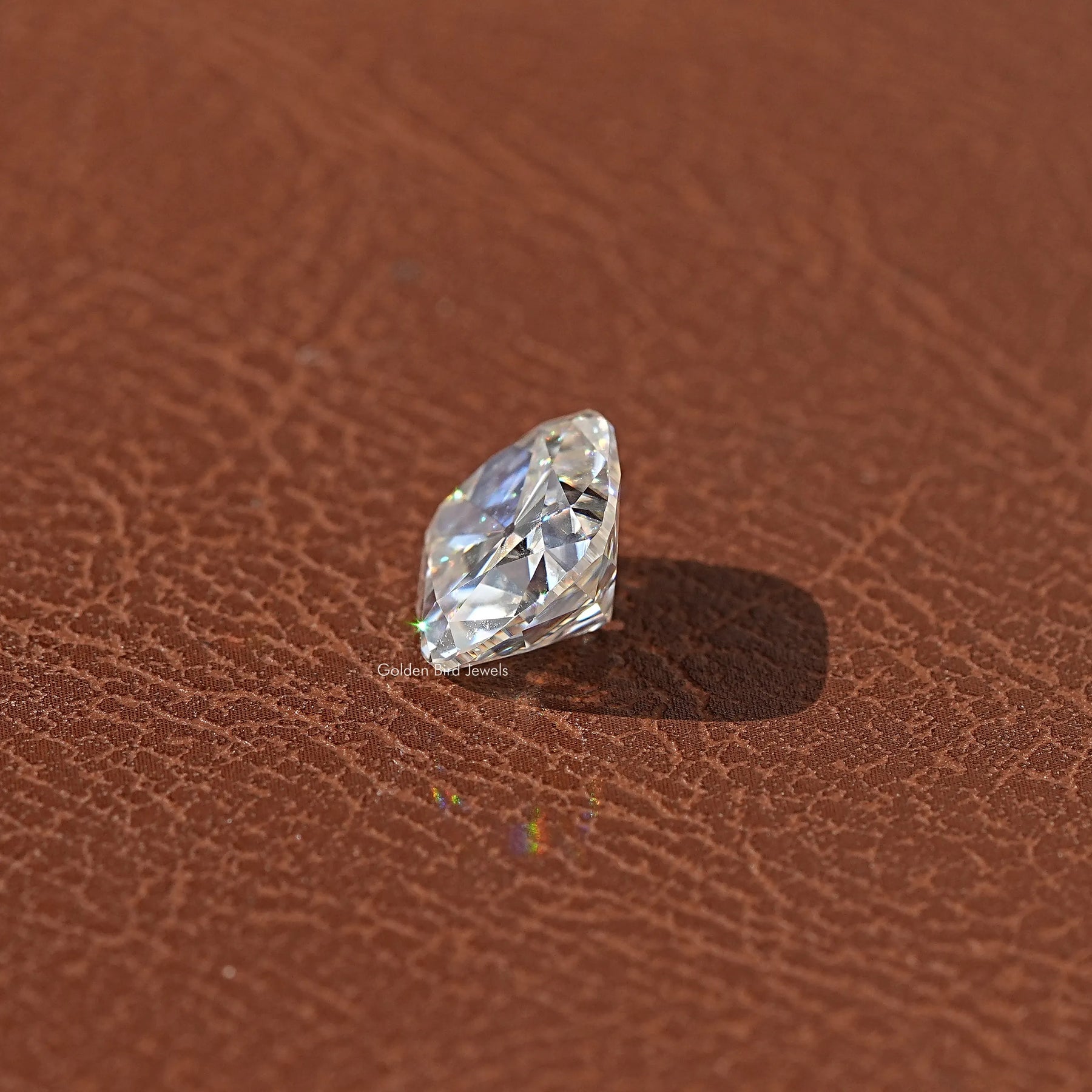 Side View Of Near Colorless Cushion Cut Loose Moissanite