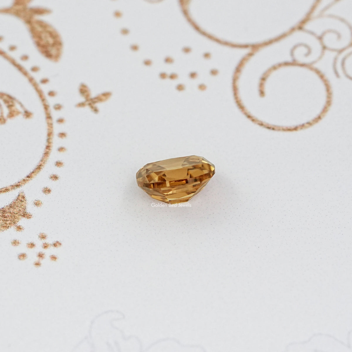 Side View Of Yellow Old Mine Cushion Loose Moissanite