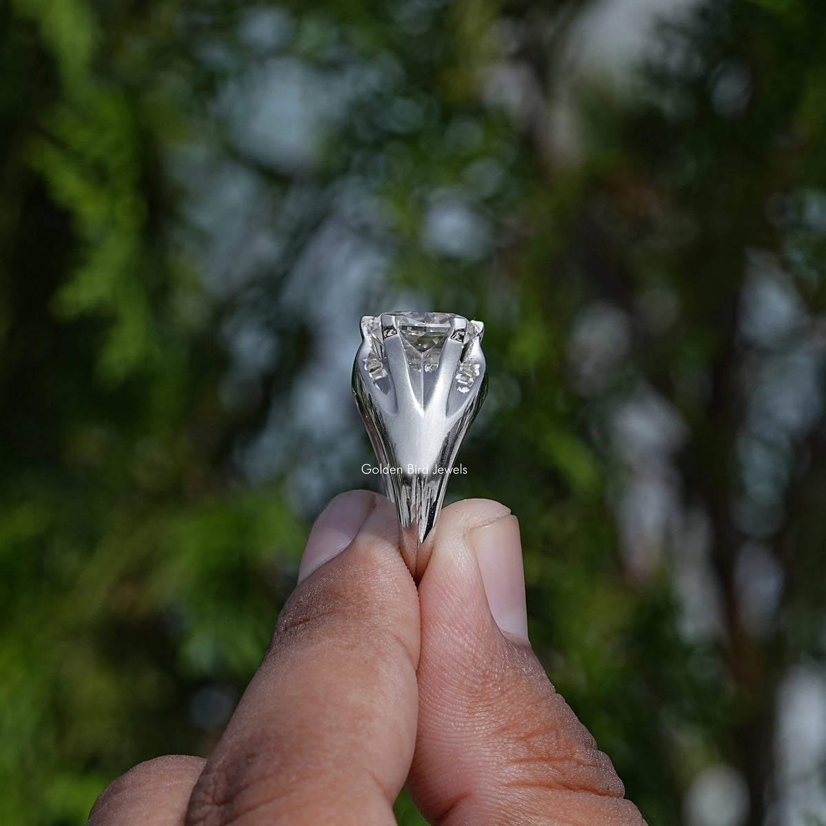 Old Mine Cushion Cut Moissanite Solitaire Ring