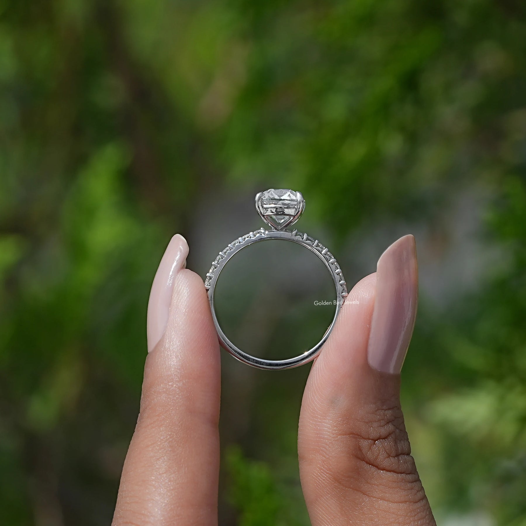 View of Solitaire Accent Diamond Ring