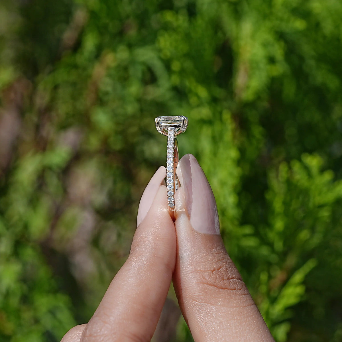 Old Mine Elongated Cushion Cut Moissanite Ring