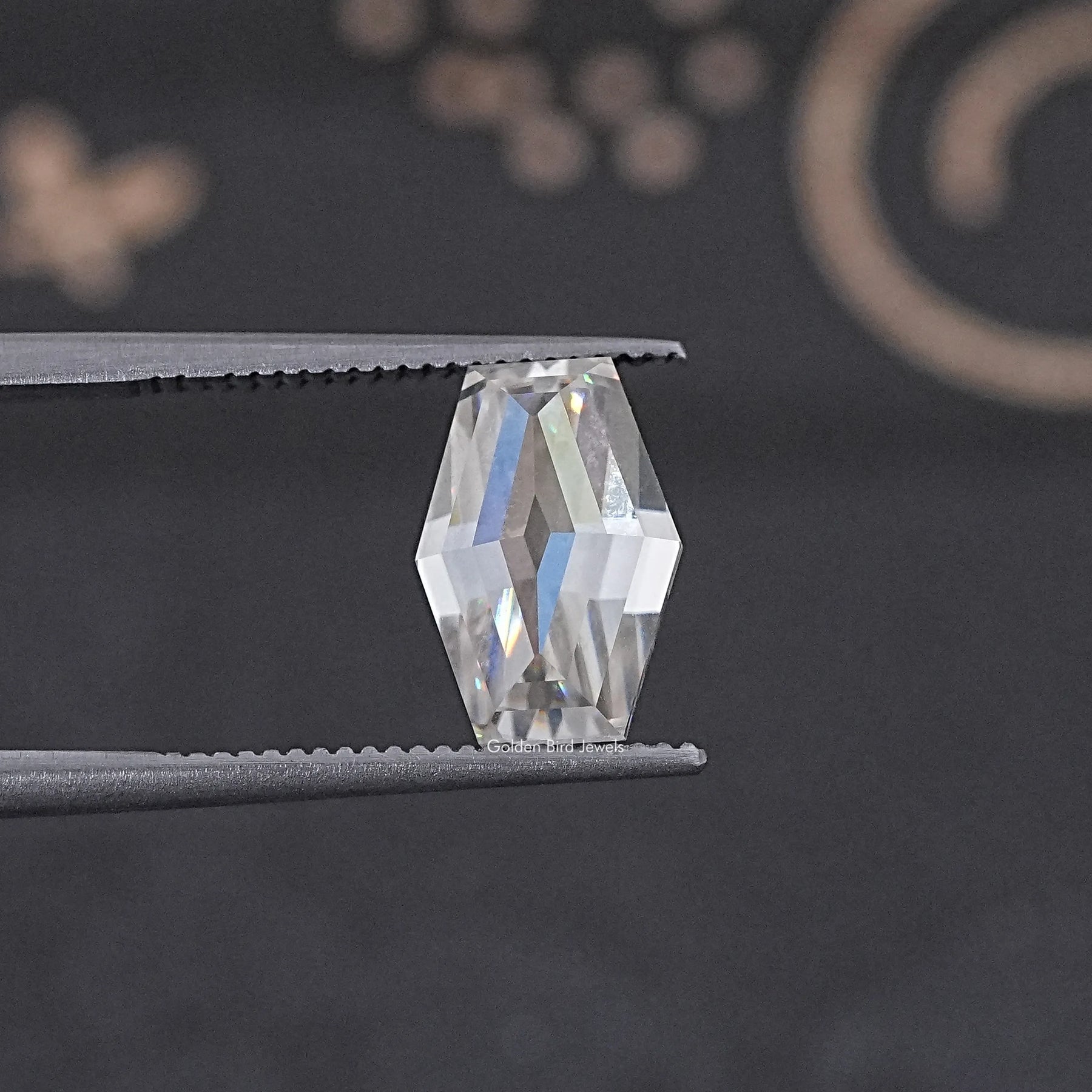 Detailed View Of Old Mine Lozenge Cut Loose Moissanite Stone