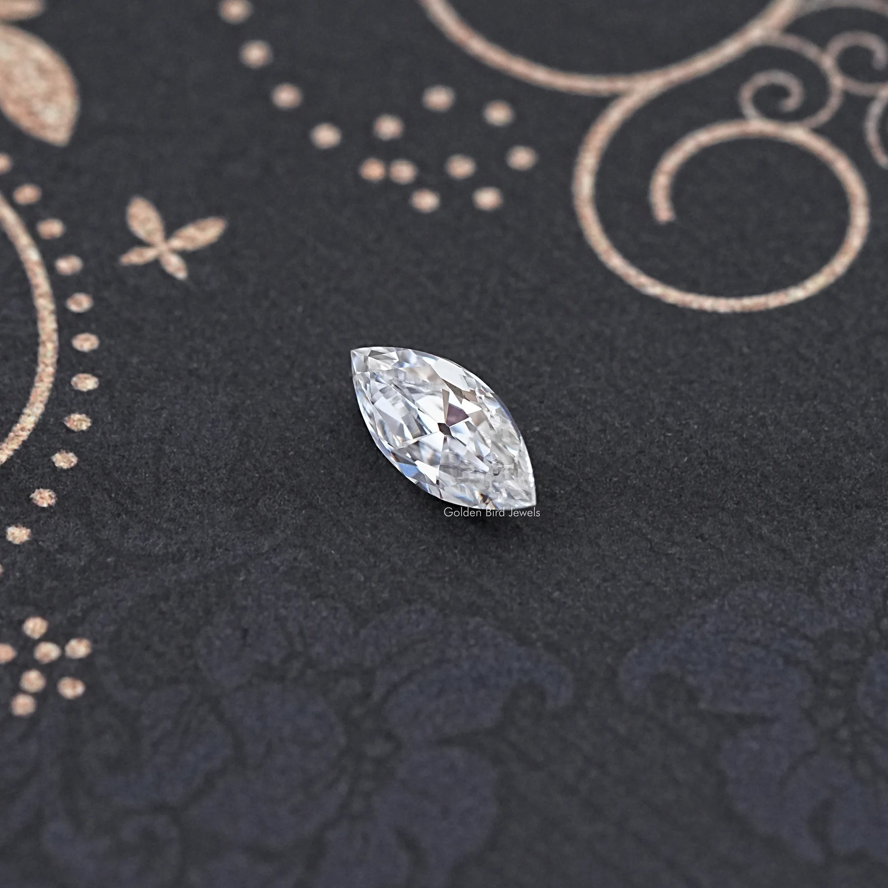 Detailed View Of Marquise Cut Loose moissanite in Unique Pattern