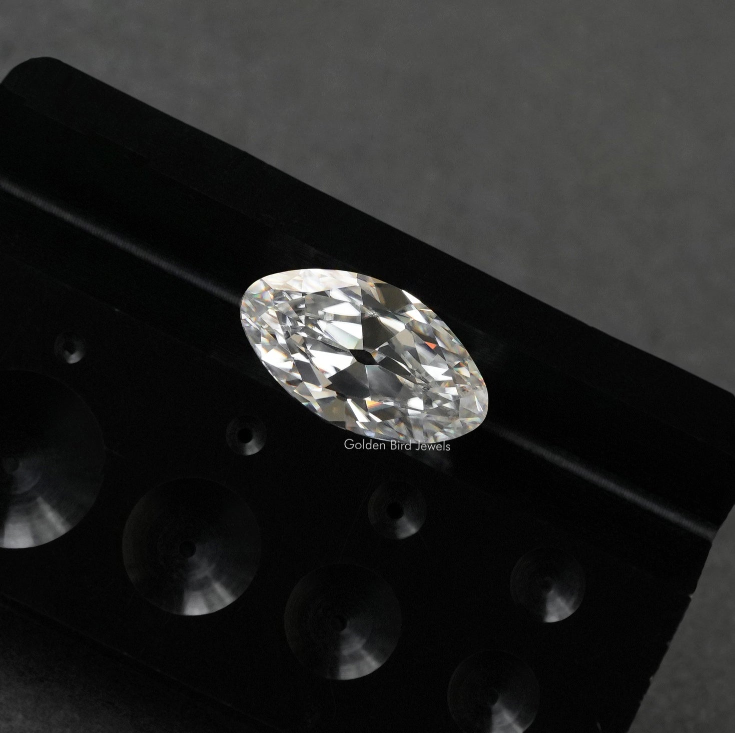 Side View Of Colorless Old Mine Moval Cut Loose Moissanite Stone