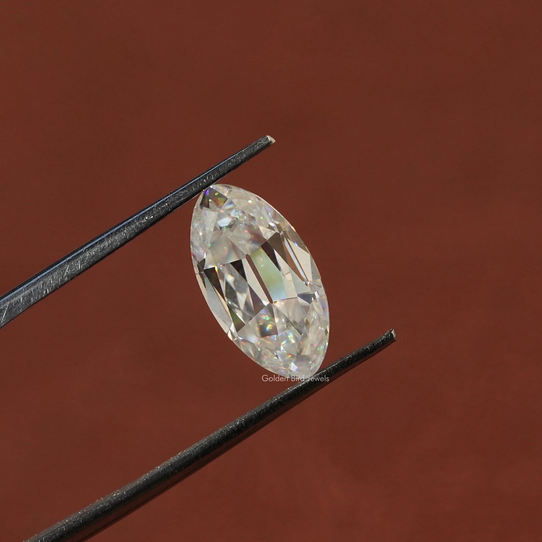 In Tweezer View Of Moissanite Old Mine Moval Cut Stone
