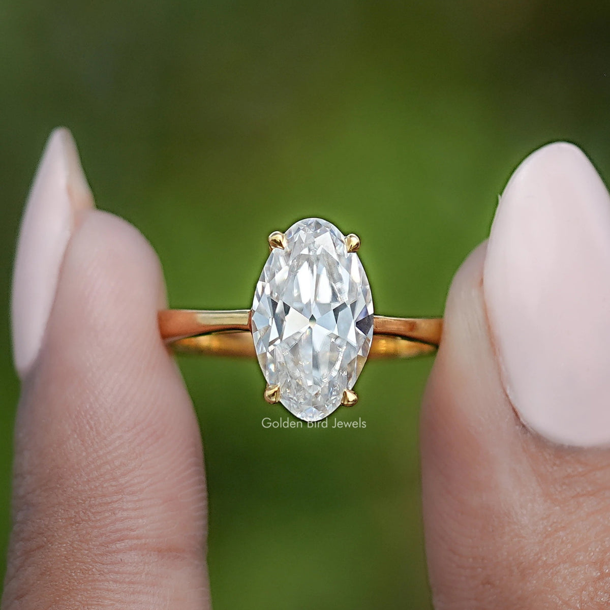 Old Mine Moval Moissanite Hidden Halo Ring