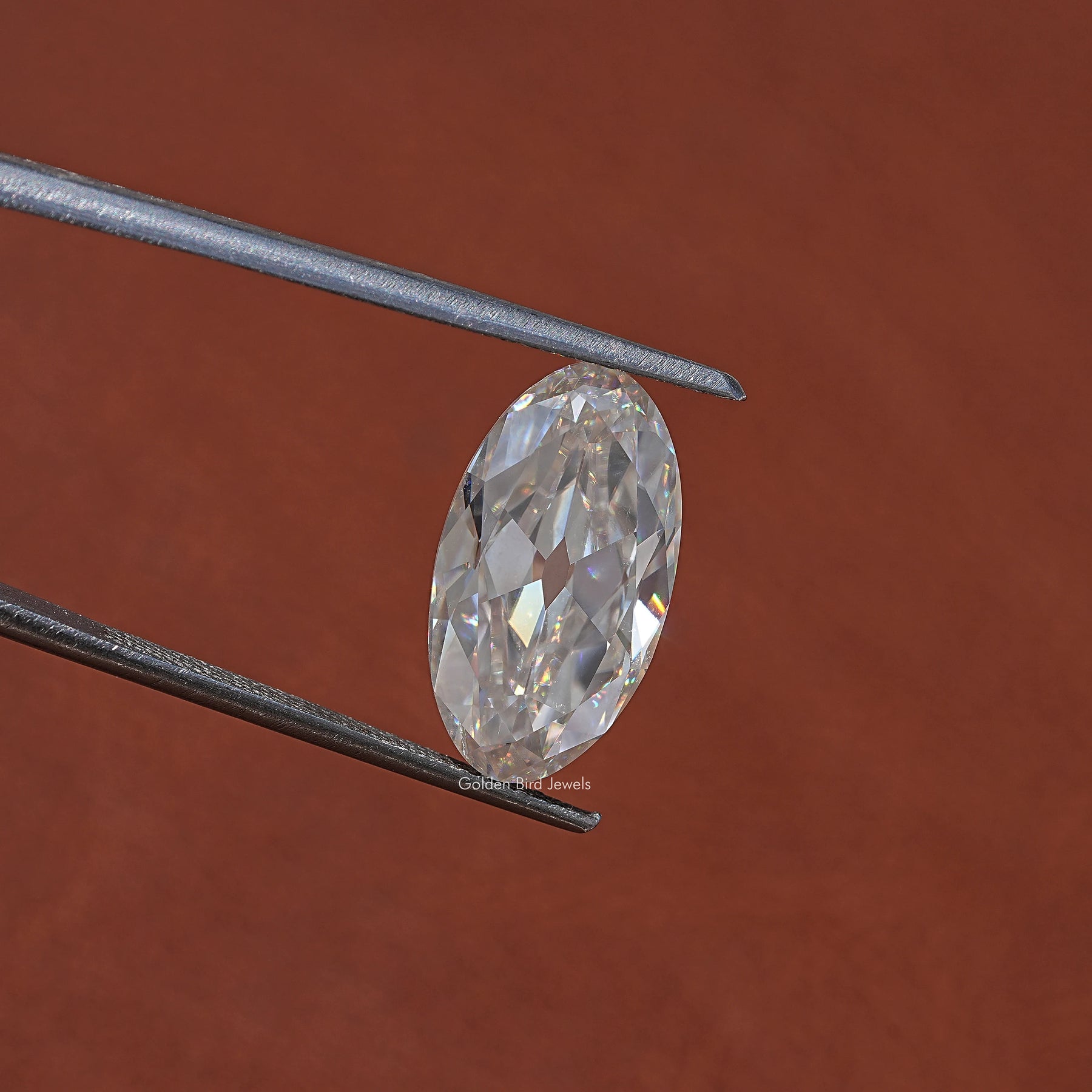 Front View Of Moval Cut Loose Moissanite