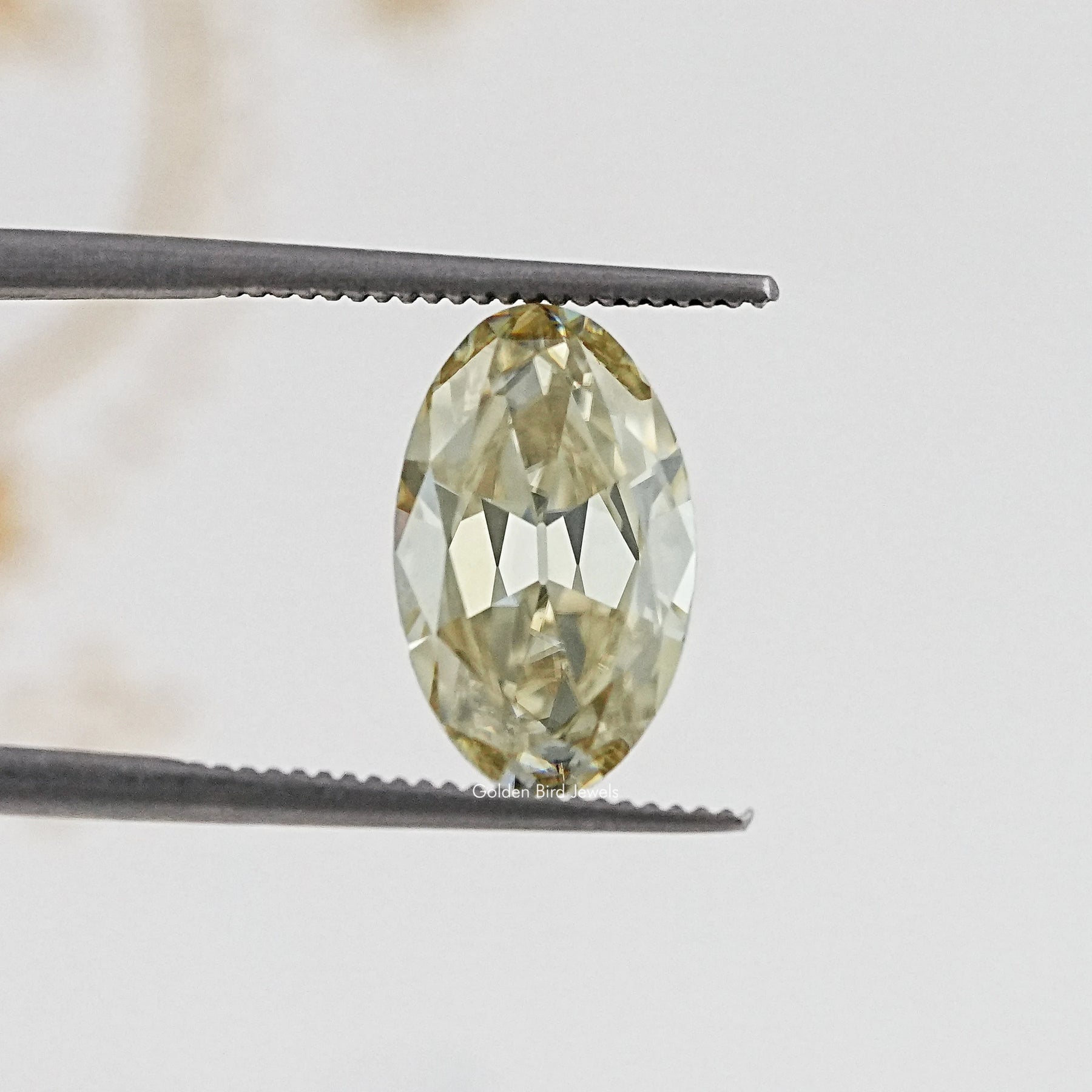 In Tweezer View Of Old Mine Oval Cut Loose Moissanite Stone
