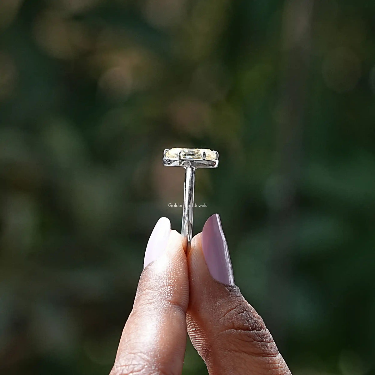 Old Mine Oval Cut Moissanite Solitaire Ring