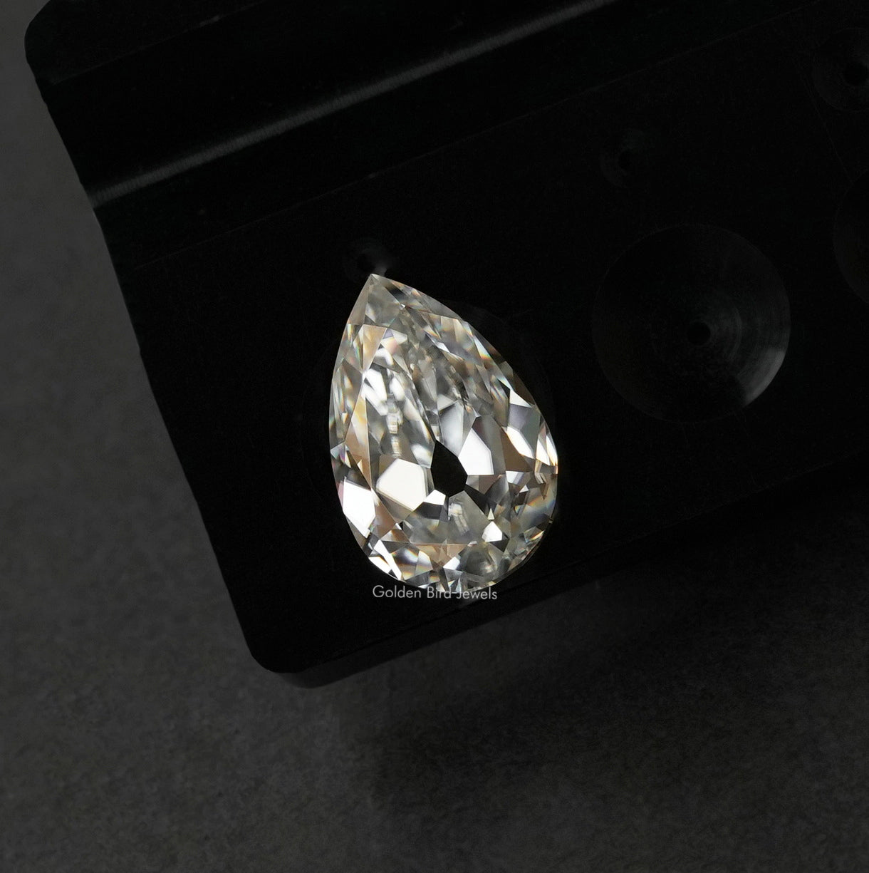 Close View Of Moissanite Old Mine Pear Cut Loose Stone