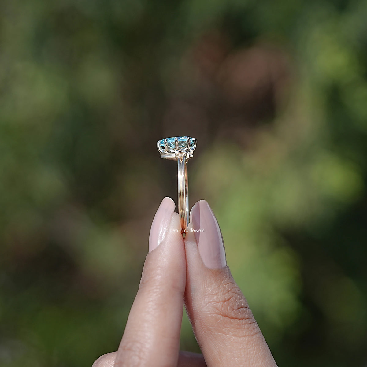 SideView of Moissanite Split Shank Ring