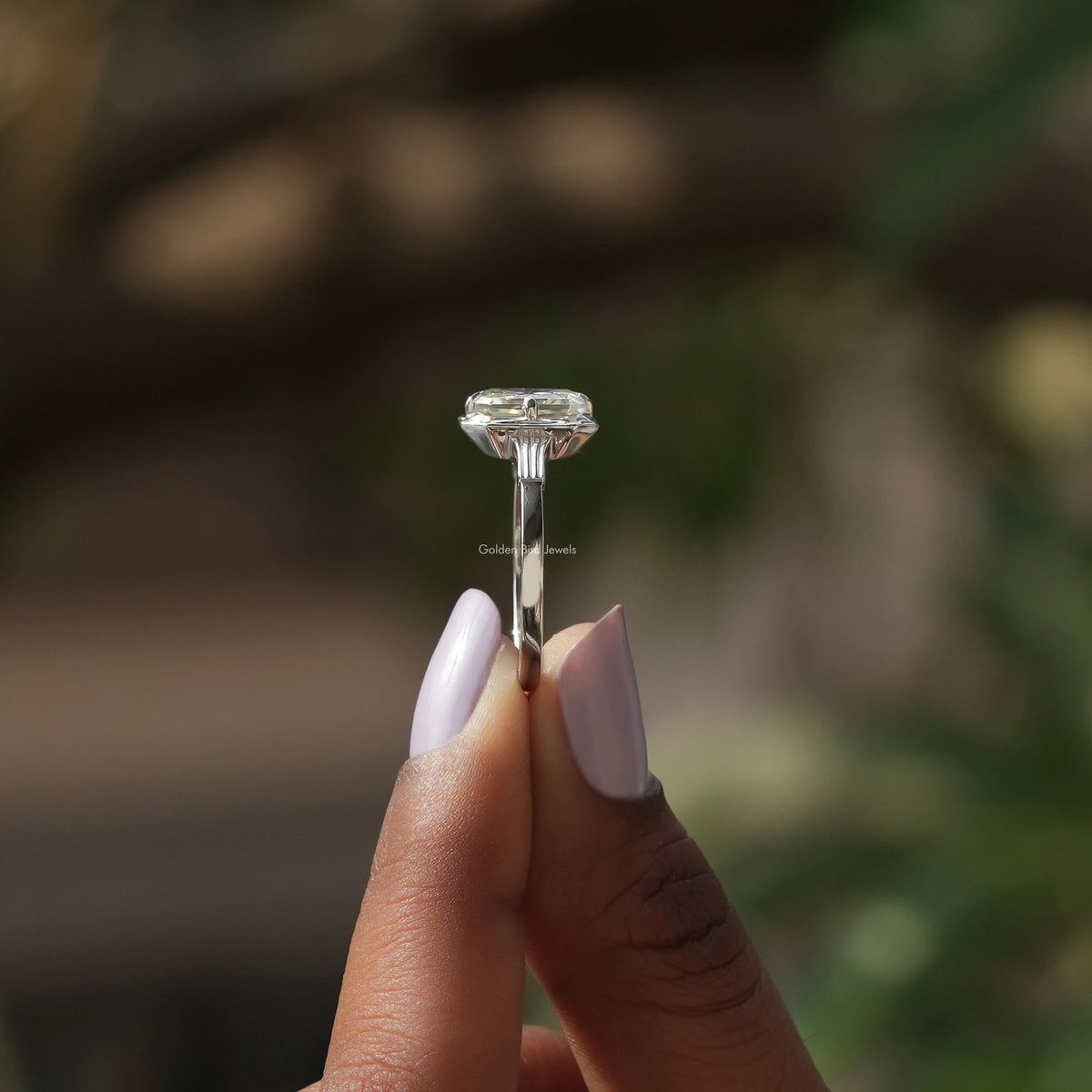 Old Mine Radiant Cut Moissanite Solitaire Ring