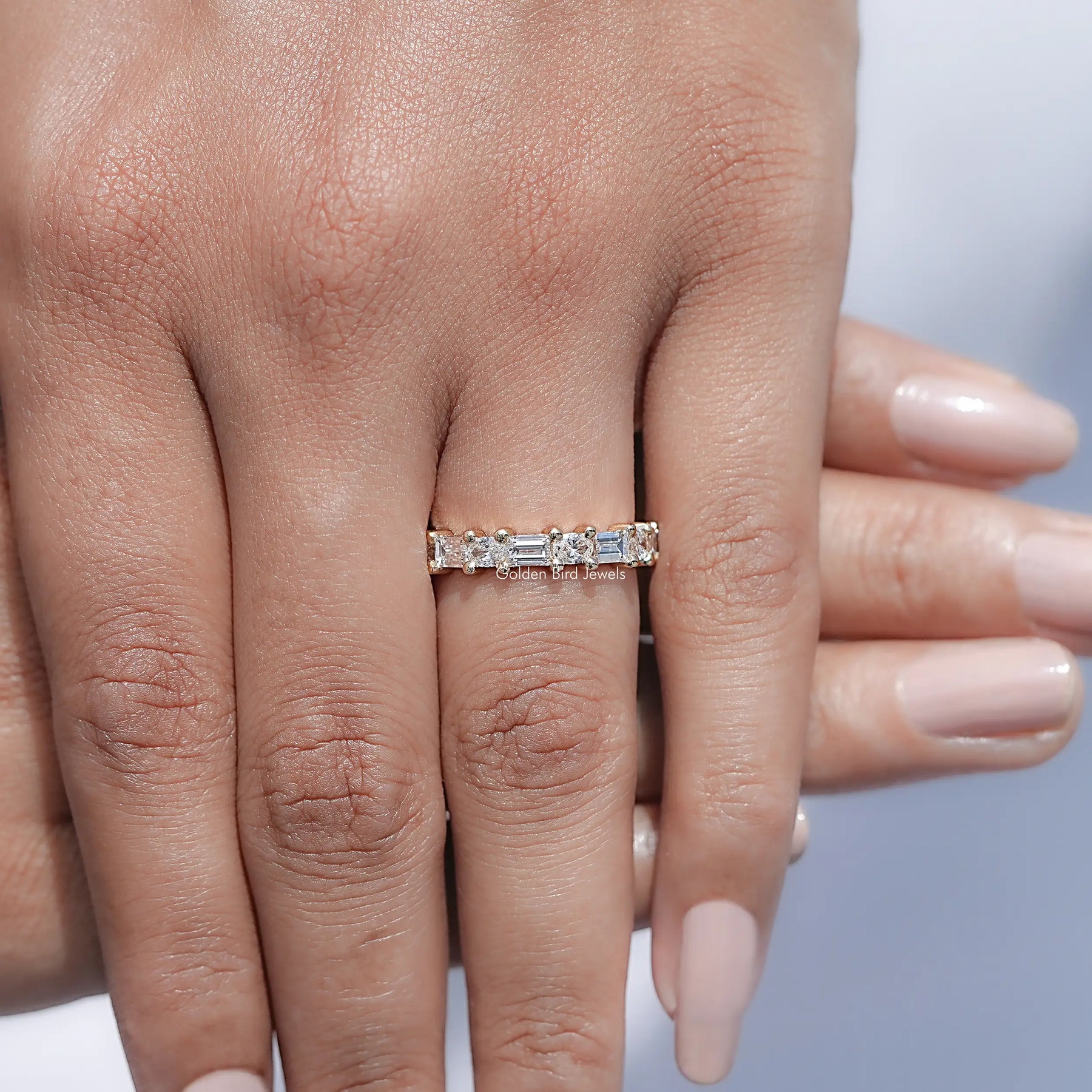 East West Oval And Baguette Lab Diamond Band
