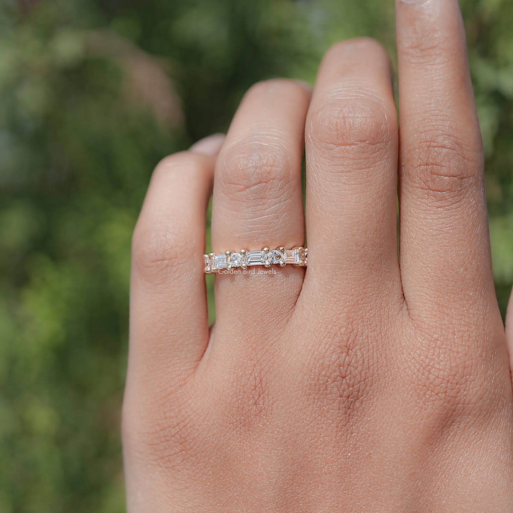 East West Oval And Baguette Lab Diamond Band