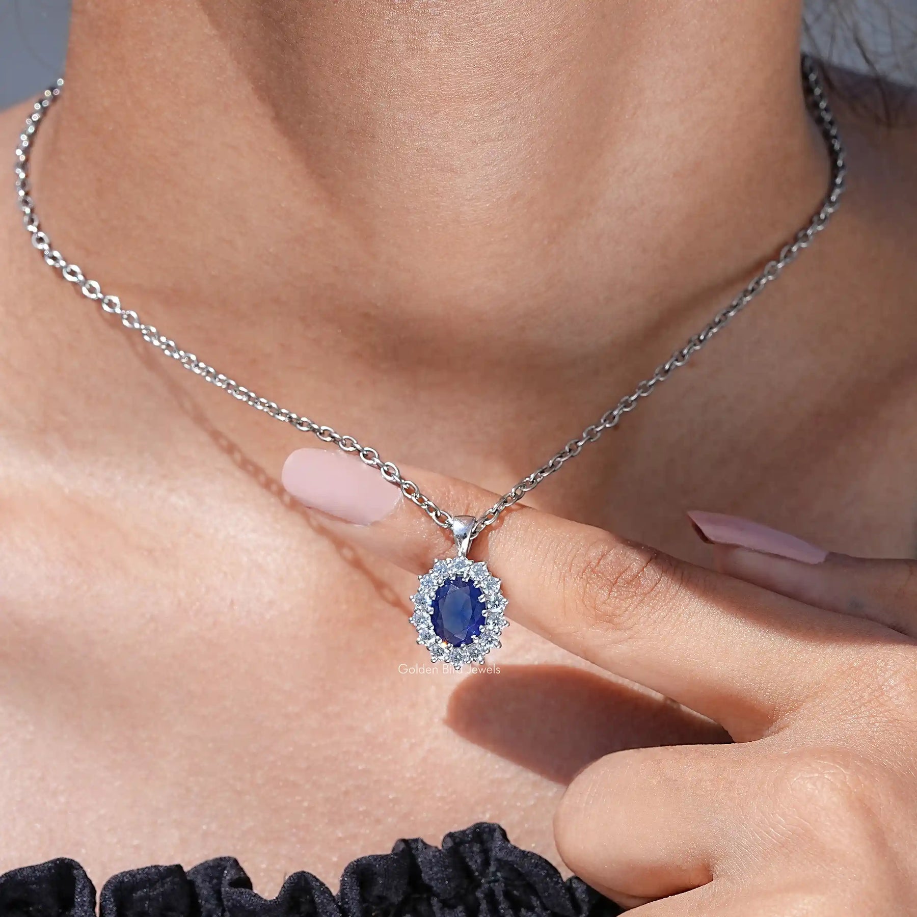 View of diamond pendant for women