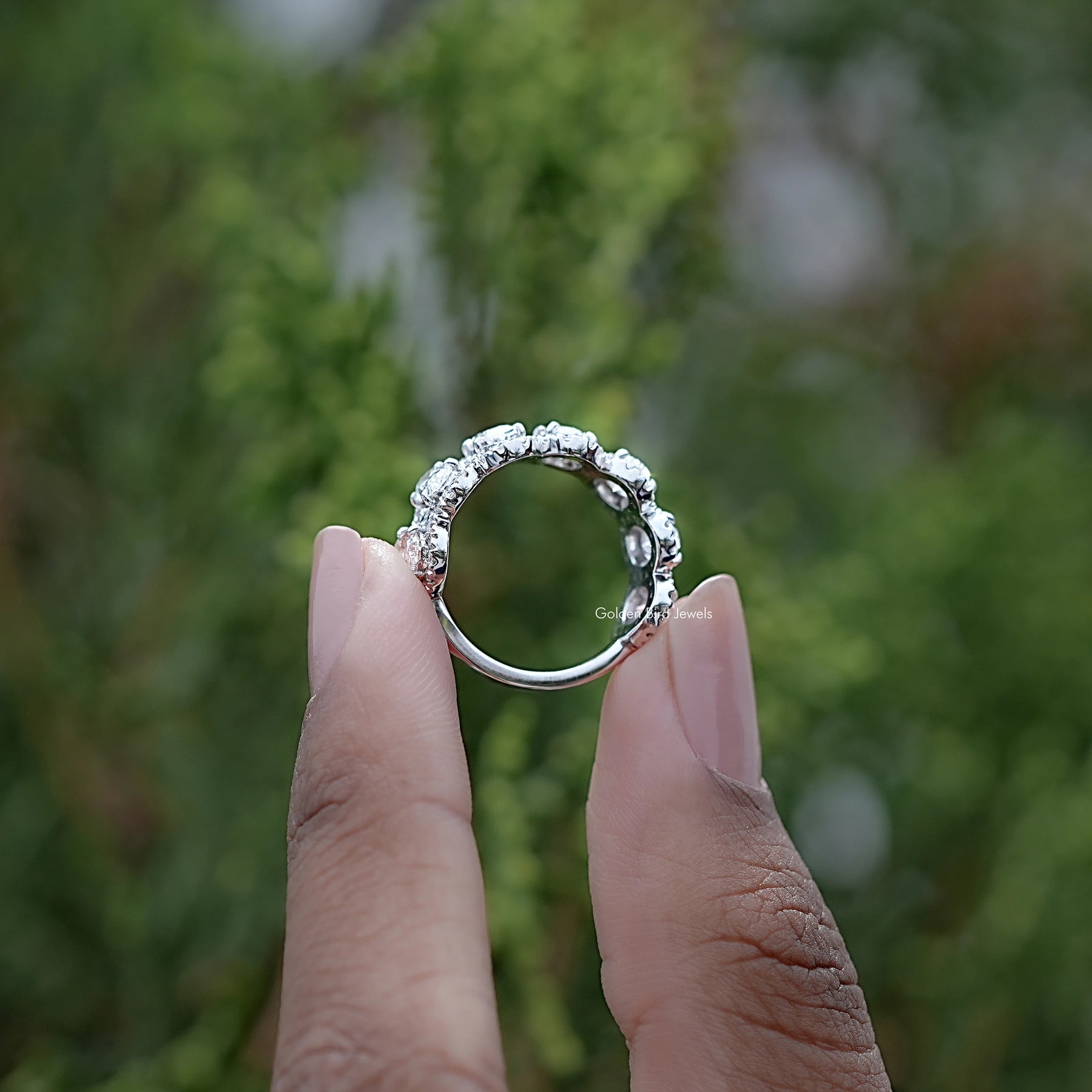 Oval Cut Lab Diamond Seven Stone Halo Band