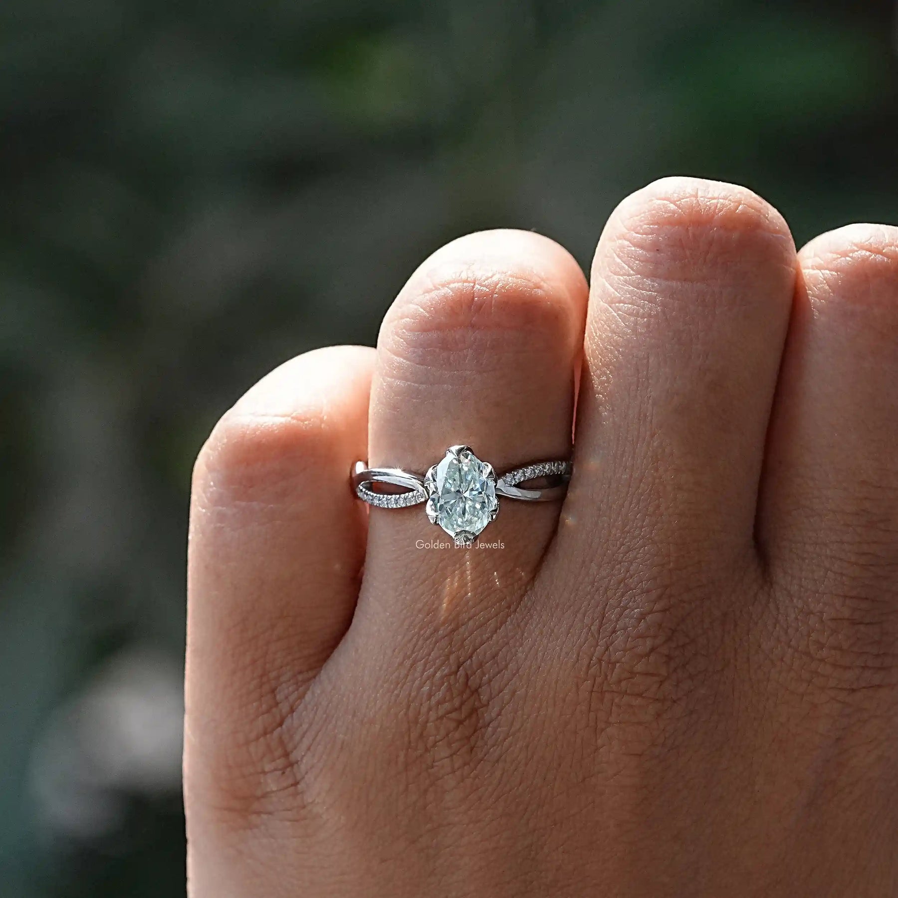 Oval Cut Moissanite Engagement Ring In White Gold