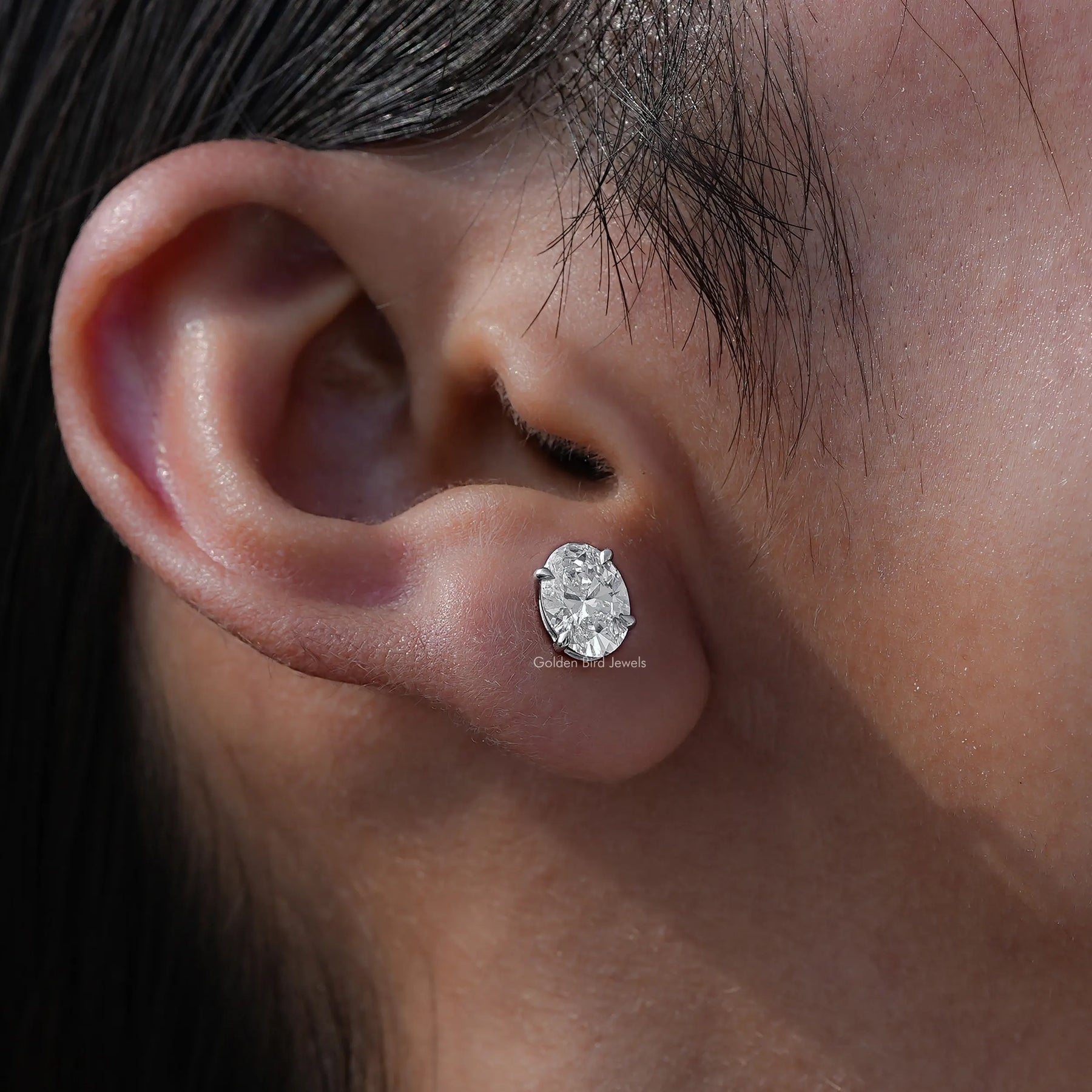 Colorless Multi Carat Weight oval Cut Stud Earrings