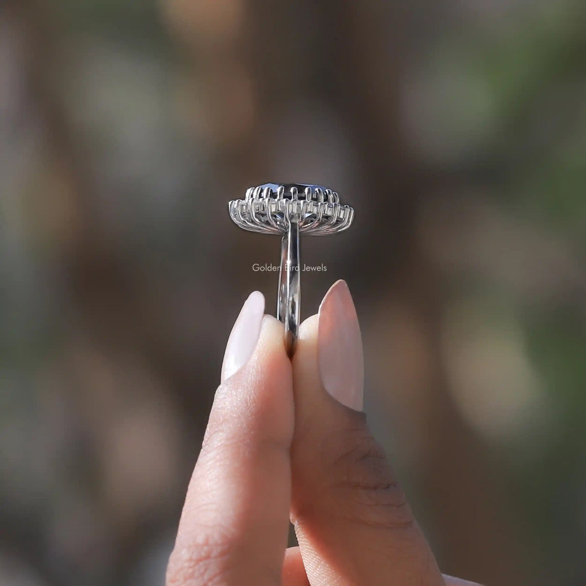 Oval Shaped Moissanite Halo Engagement Ring