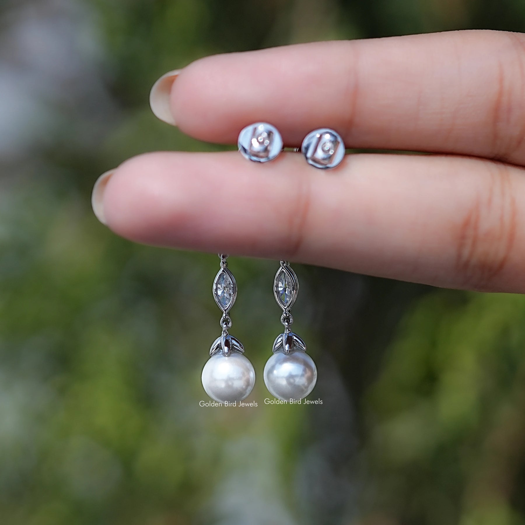 Pair Of a Pear And Marquise Moissanite Drop Earrings