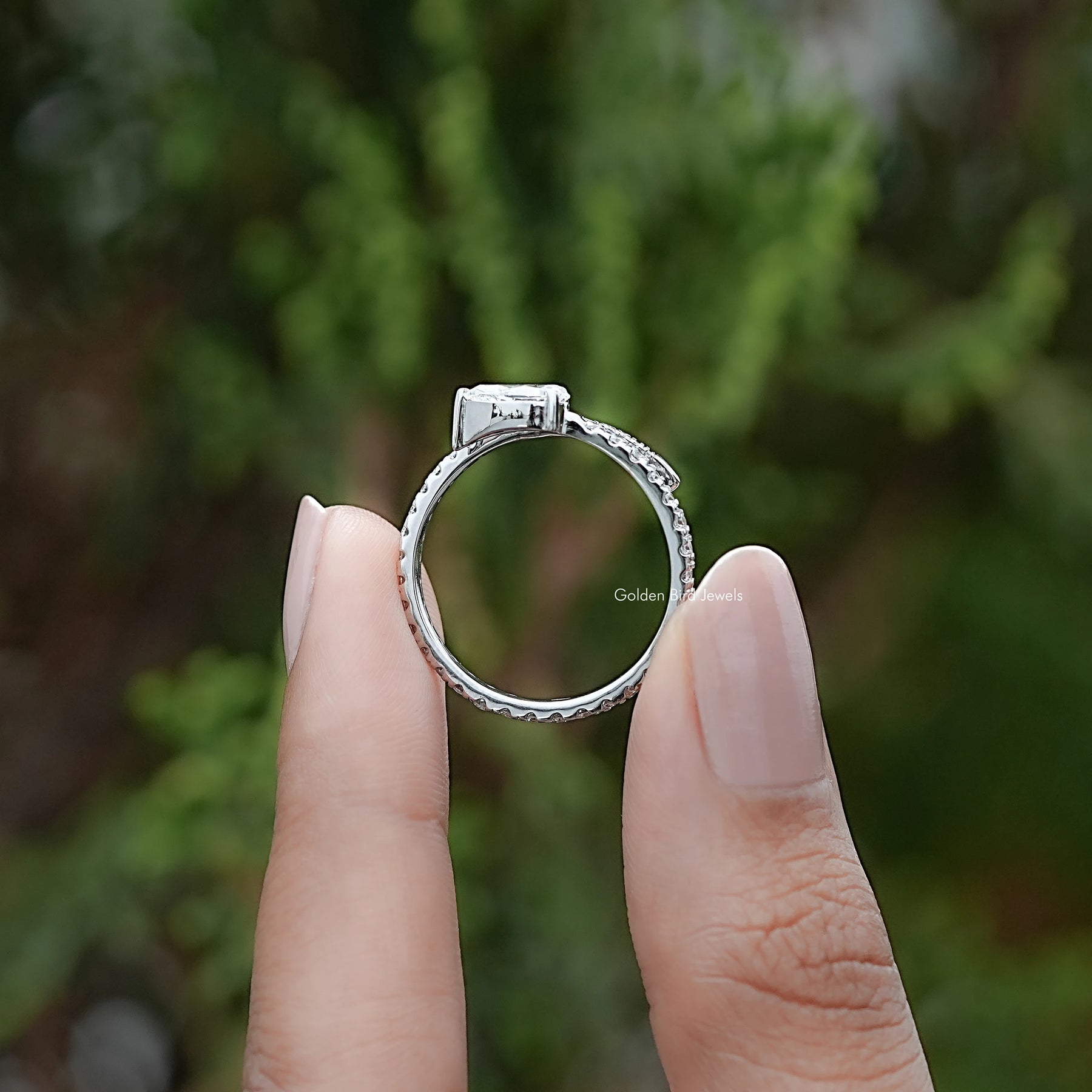 Pear And Round Cut Lab Diamond Open Cuff Band